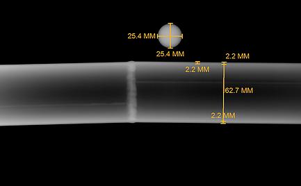 Valutazione di una saldatura circonferenziale con misure dimensionali.